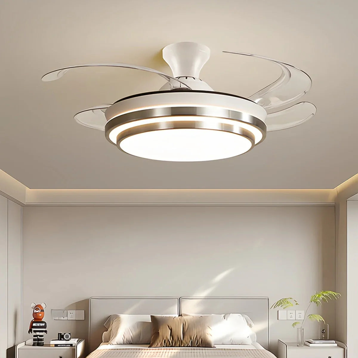 Moderní bílý stropní ventilátor se světlem | Lersk