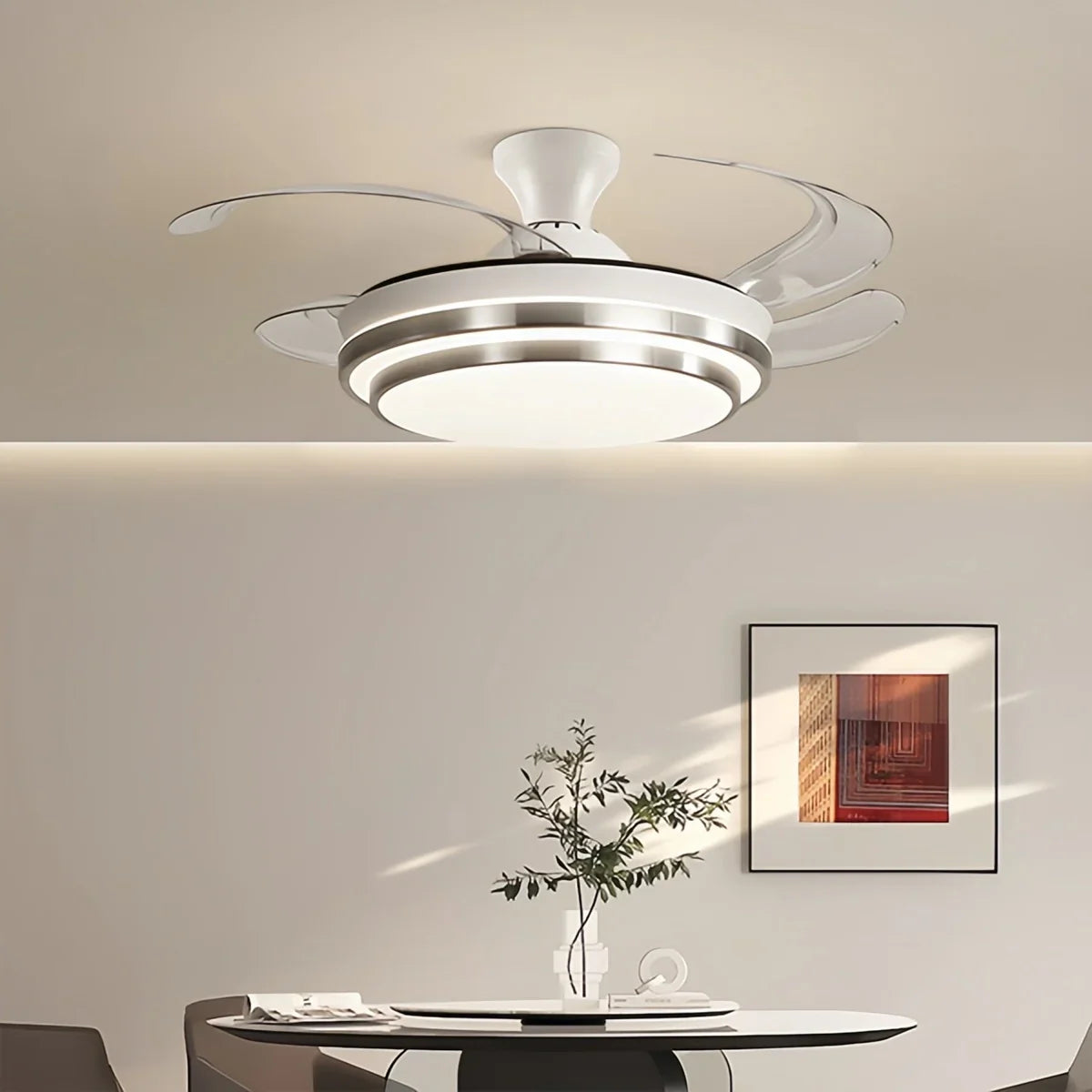 Moderní bílý stropní ventilátor se světlem | Lersk