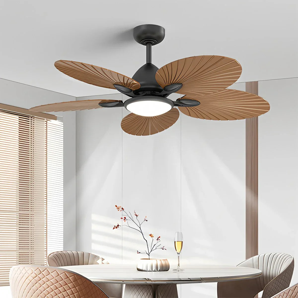 Ventilador de techo de hoja de palma de 5 aspas con luz | Lersk