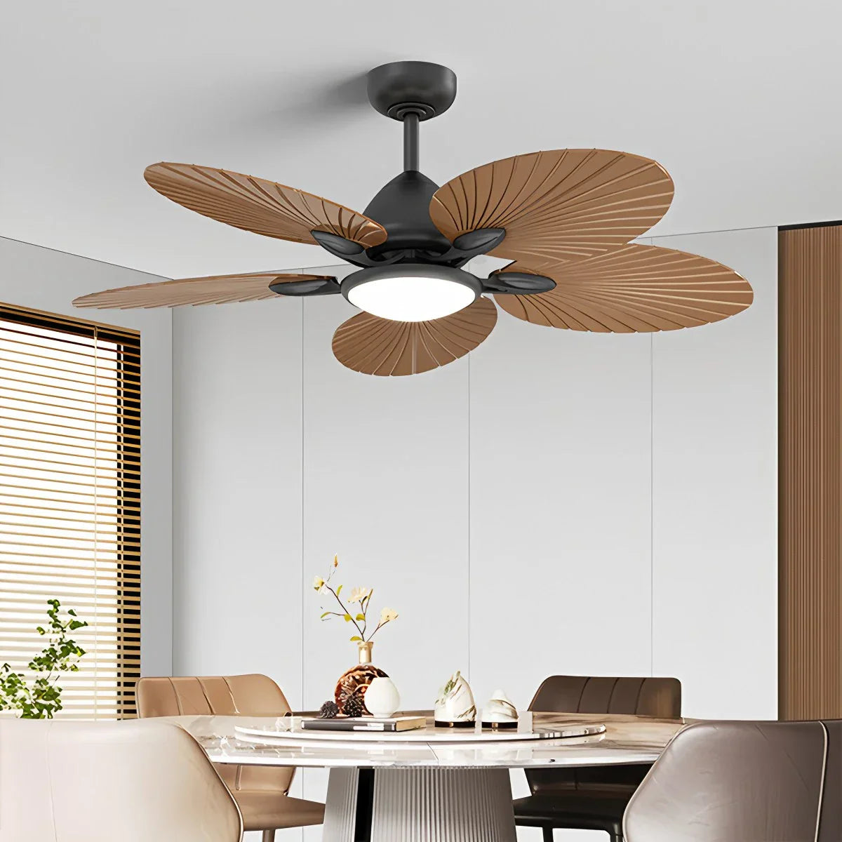 Ventilador de techo de hoja de palma de 5 aspas con luz | Lersk