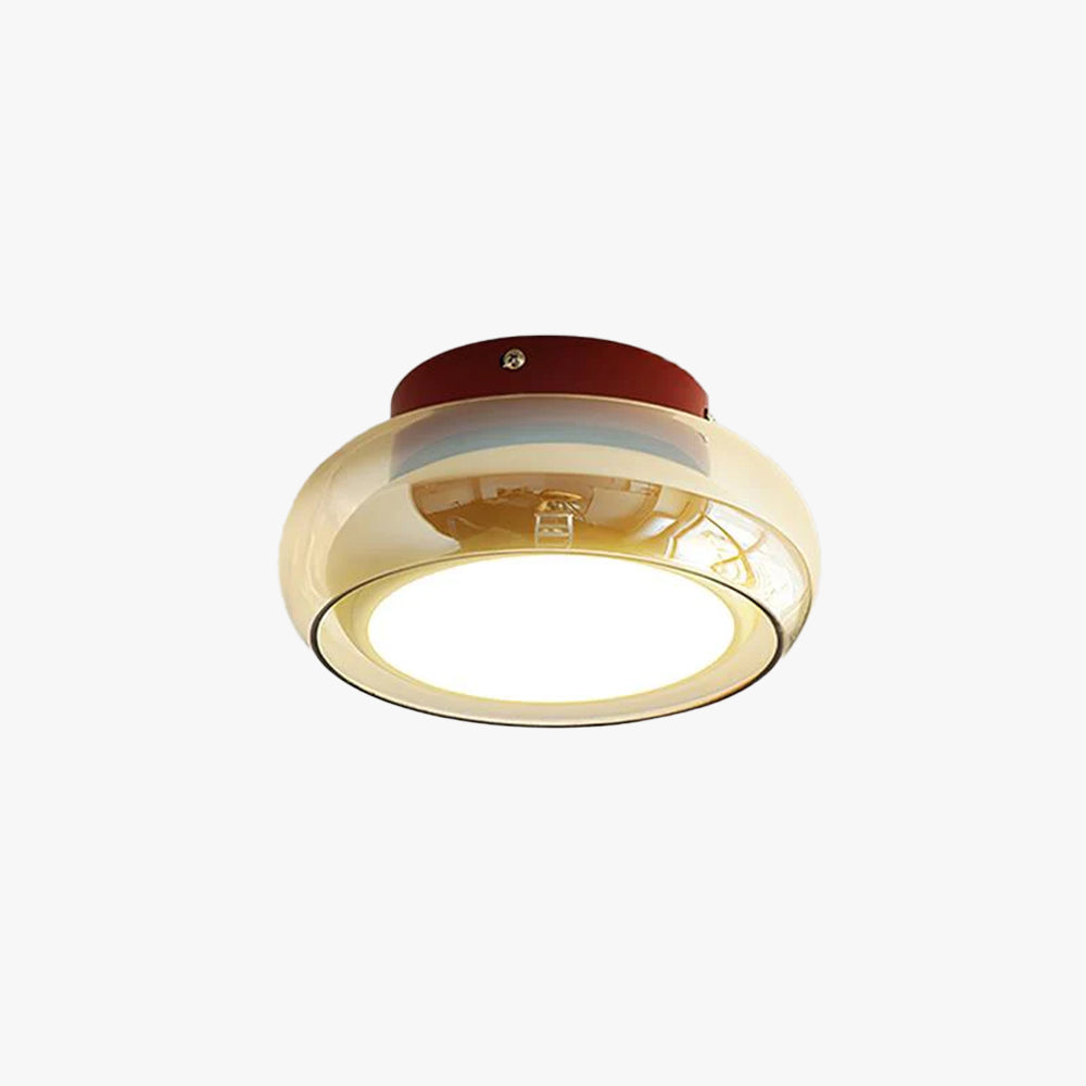 LumaNova Retro Glass Flush Mount Light Cognac Red Band | Lersk