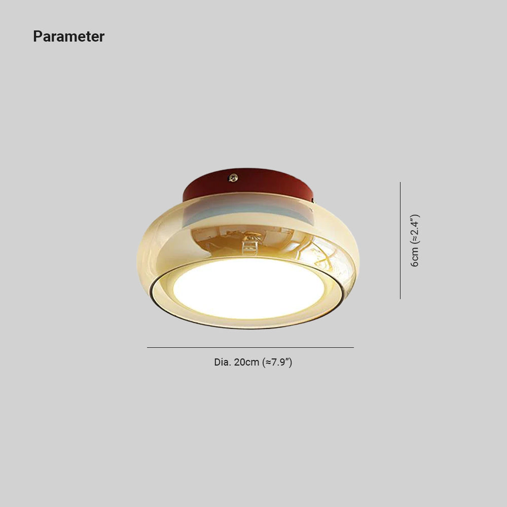 LumaNova Retro Glass Flush Mount Light Cognac Red Band | Lersk