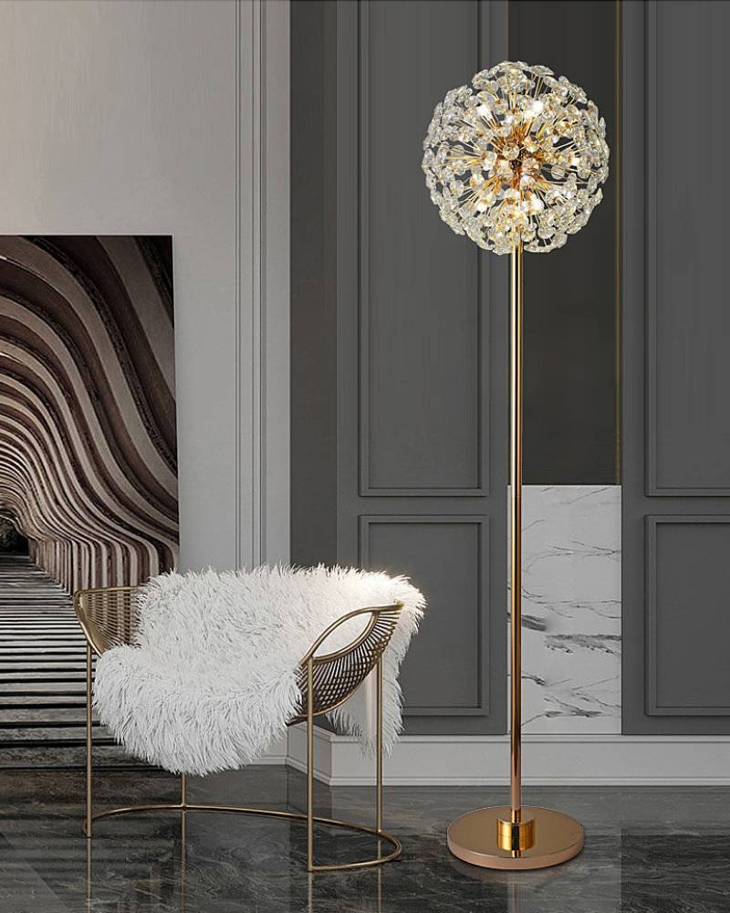 Meadow Bloom krystal gulvlampe med luksuriøs guldfinish | Lersk