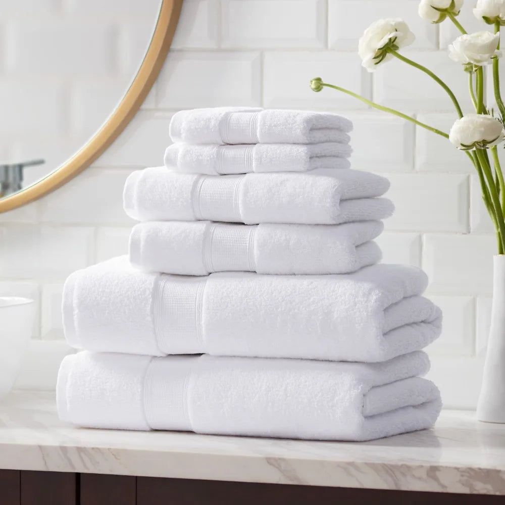 Zestaw 6 ręczników spa Celara Arctic White z egipskiej bawełny | Lersk