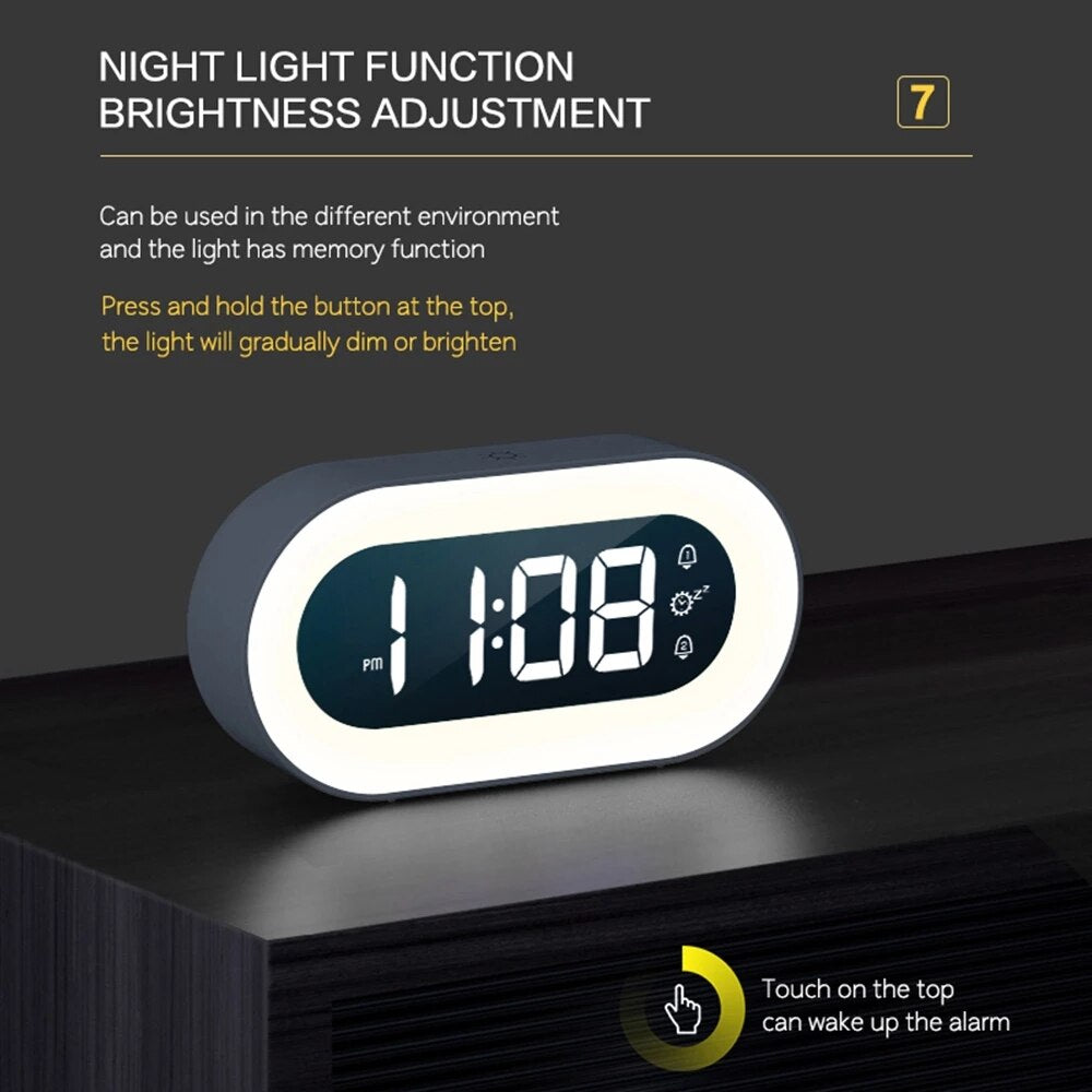 Despertador Digital Lumino com Luz Noturna e Sons Calmantes para Casa e Escritório | Lersk