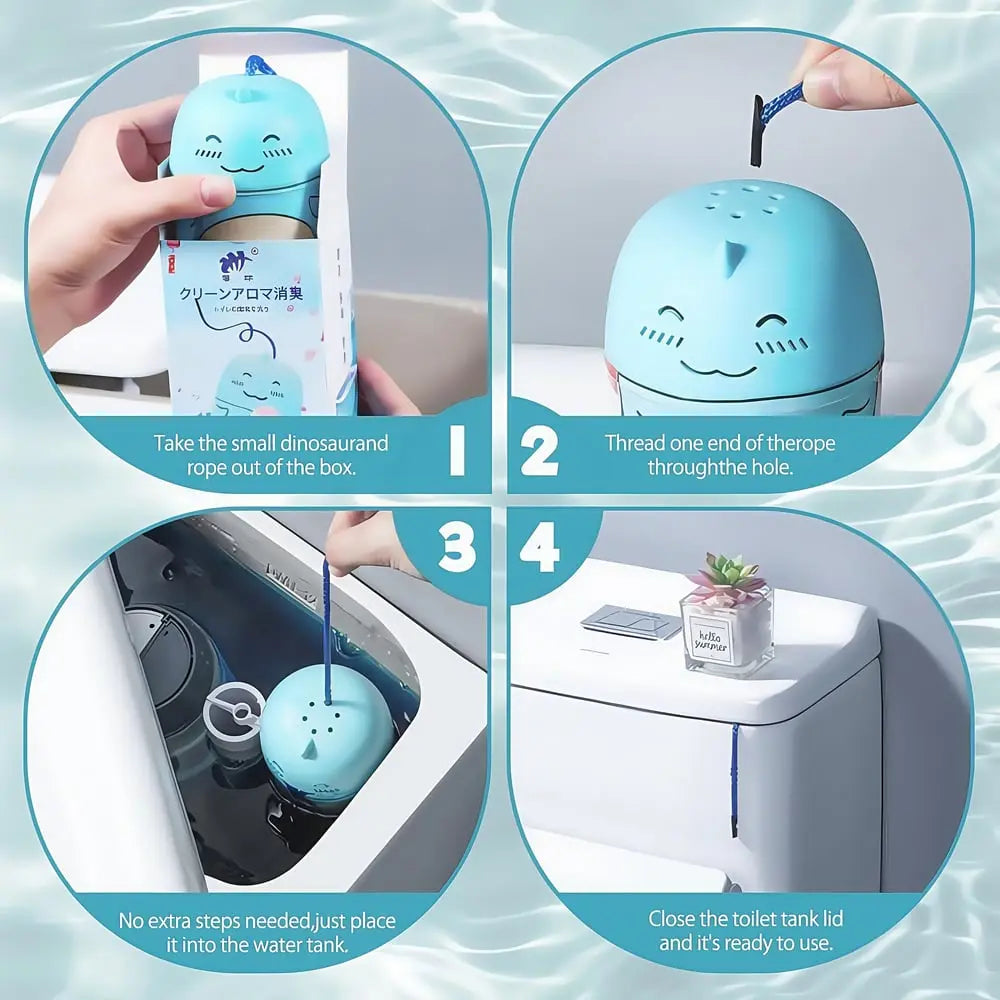 Nettoyant WC Dino et pierre parfumée conçus pour un nettoyage automatique à chaque chasse d'eau | Lersk