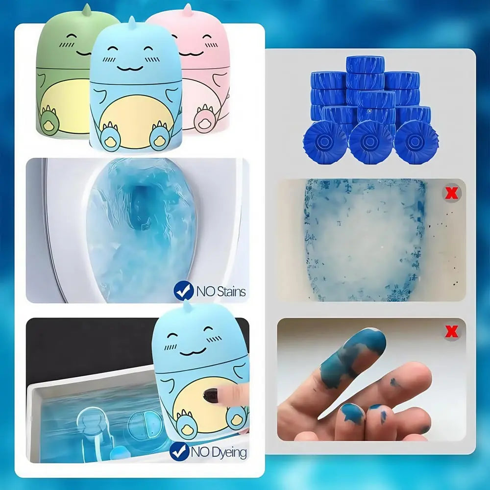 Nettoyant WC Dino et pierre parfumée conçus pour un nettoyage automatique à chaque chasse d'eau | Lersk