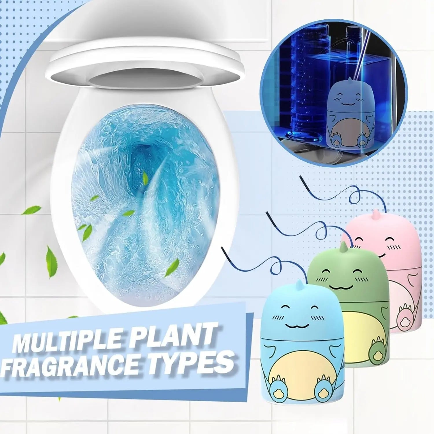 Nettoyant WC Dino et pierre parfumée conçus pour un nettoyage automatique à chaque chasse d'eau | Lersk