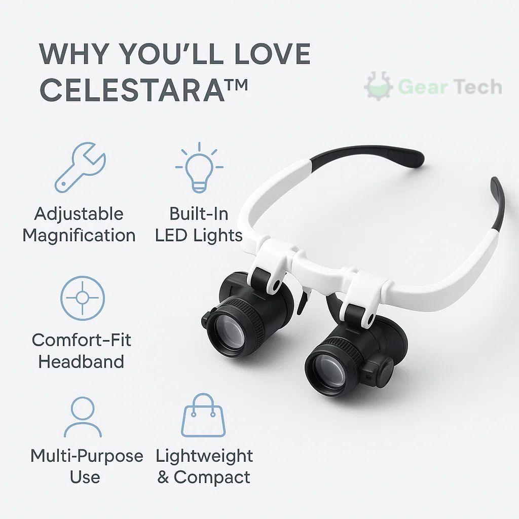 ClariVue | Occhiali con lente d'ingrandimento a LED con luminosità regolabile | Lersk