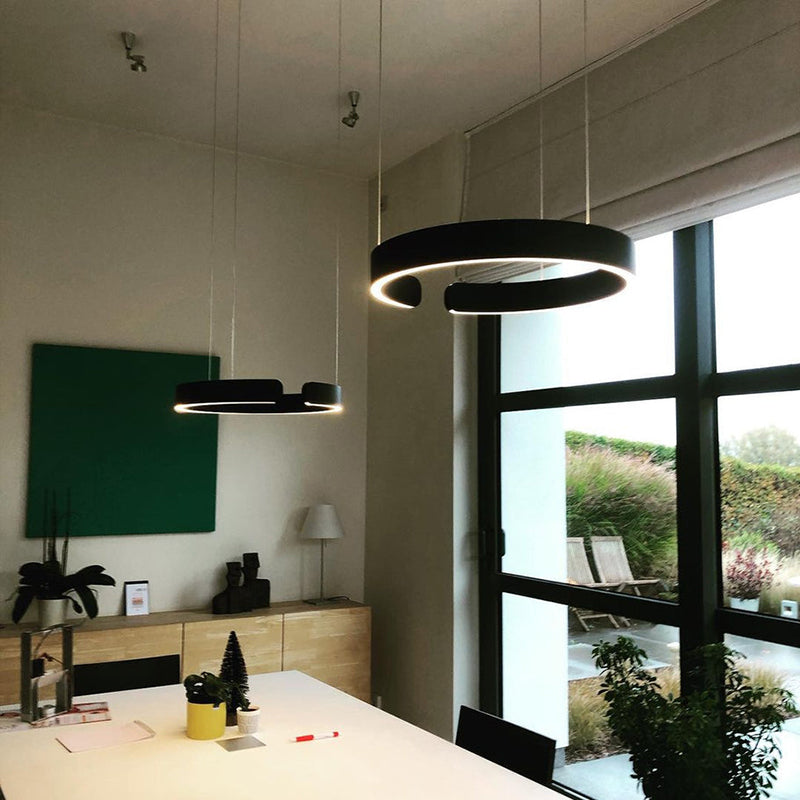 Nyxara Dual Ring LED Pendant Light With Offset Floating Rings | Lersk