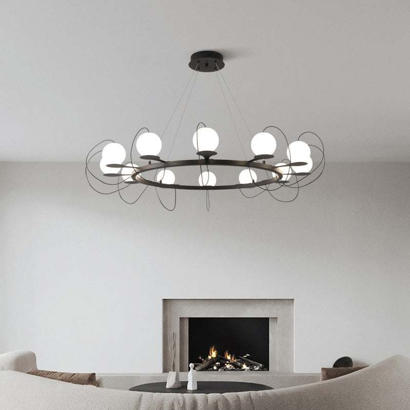 Contemporary Ring Chandelier LED Ceiling Light With Globe Shades | Lersk