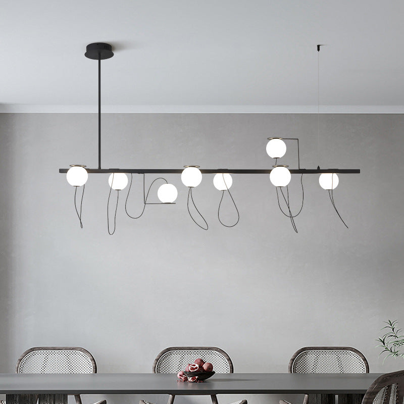 Contemporary Ring Chandelier LED Ceiling Light With Globe Shades | Lersk