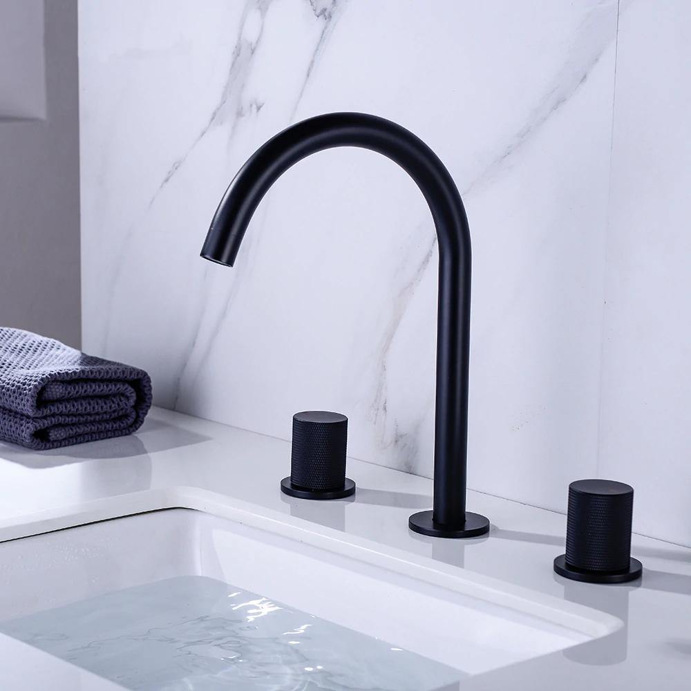 Rubinetto per lavabo Caelis a doppia maniglia con bocca a nido d'ape | Lersk