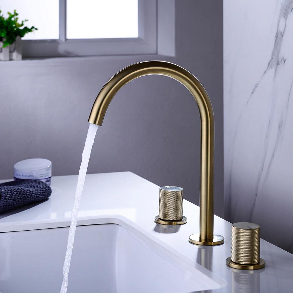 Rubinetto per lavabo Caelis a doppia maniglia con bocca a nido d'ape | Lersk