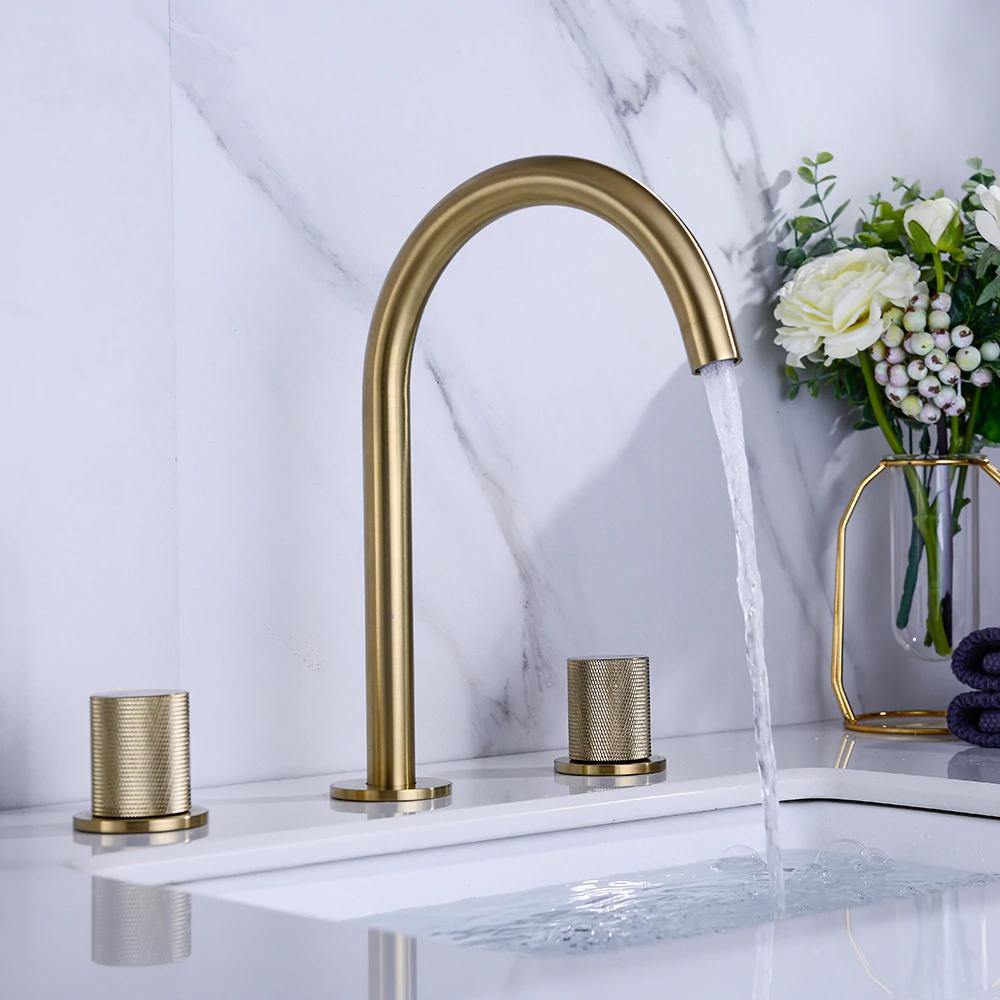 Rubinetto per lavabo Caelis a doppia maniglia con bocca a nido d'ape | Lersk