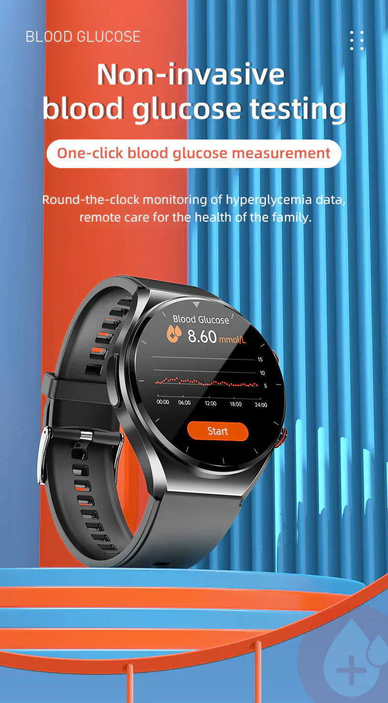 PulseGuard Pro Health Smartwatch med glukose, blodtryk, EKG og HRV | Lersk