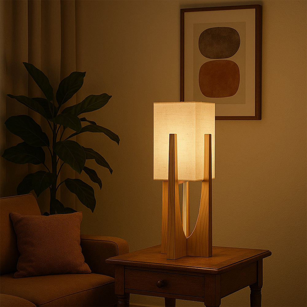 Kumo ořechová stojací lampa, minimalistické světlo z masivního dřeva | Lersk