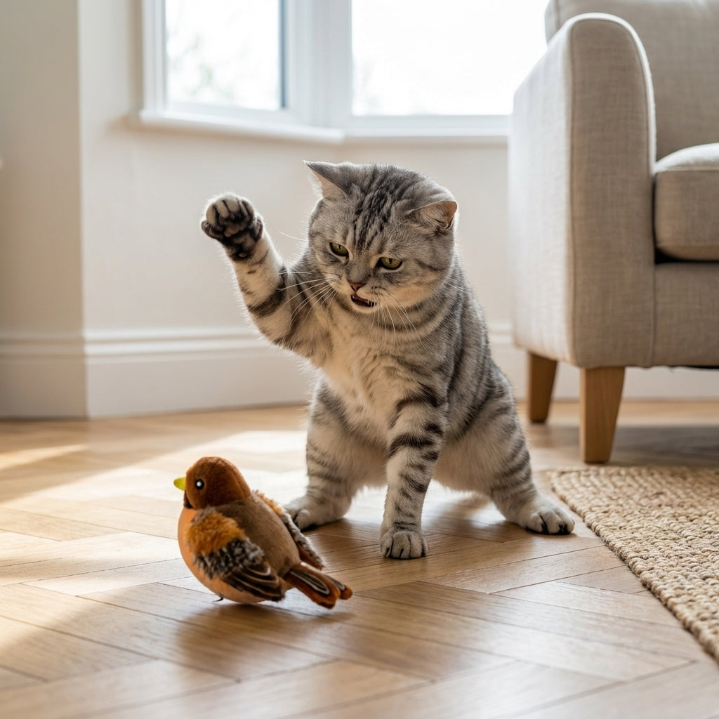 Rechargeable Electronic Flapping Bird Cat Toy With Motion Sound And Light | Lersk