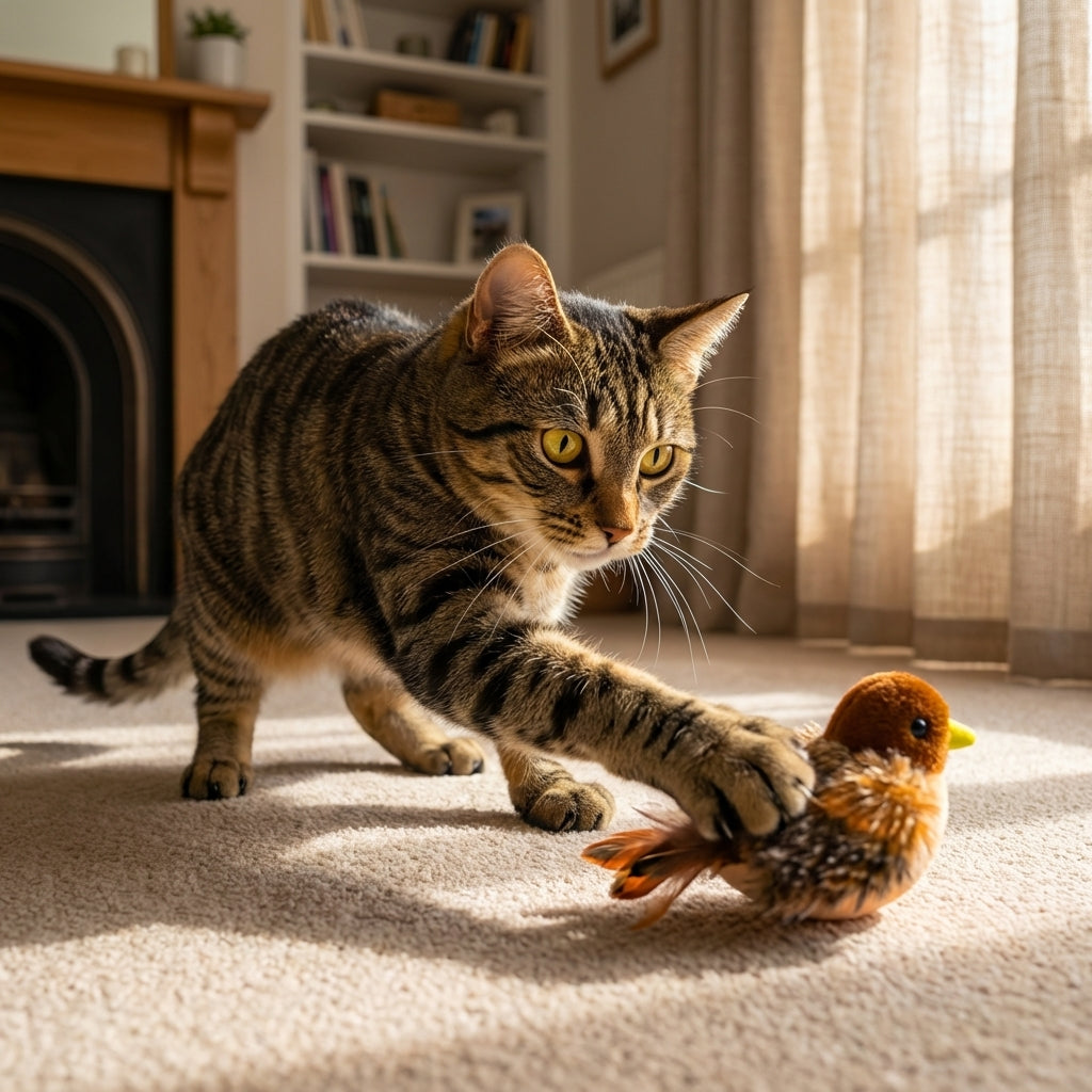 Rechargeable Electronic Flapping Bird Cat Toy With Motion Sound And Light | Lersk