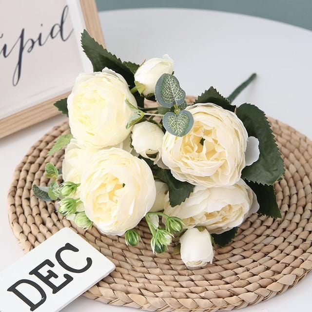 Elegantes Pfingstrosen-Blumenarrangement für Wohnkultur aus hochwertigem Vliesstoff | Lersk