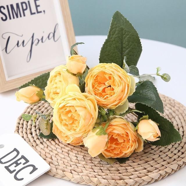 Elegantes Pfingstrosen-Blumenarrangement für Wohnkultur aus hochwertigem Vliesstoff | Lersk