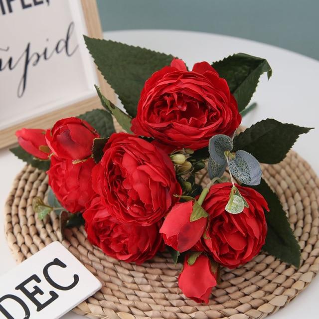 Elegantes Pfingstrosen-Blumenarrangement für Wohnkultur aus hochwertigem Vliesstoff | Lersk