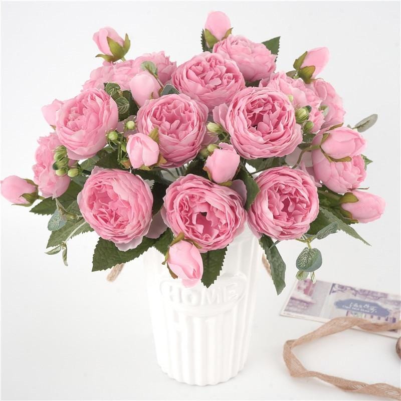Elegantes Pfingstrosen-Blumenarrangement für Wohnkultur aus hochwertigem Vliesstoff | Lersk