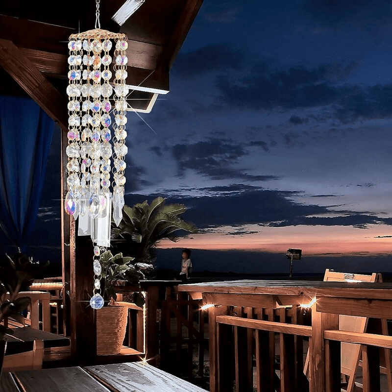 Carillón de viento de cristal HarmonyGleam para decoración tranquila de jardín y ambiente exterior | Lersk