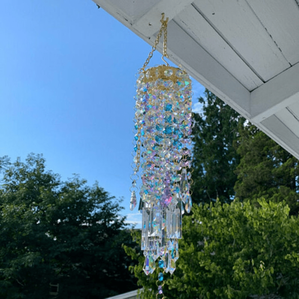 Carillón de viento de cristal HarmonyGleam para decoración tranquila de jardín y ambiente exterior | Lersk