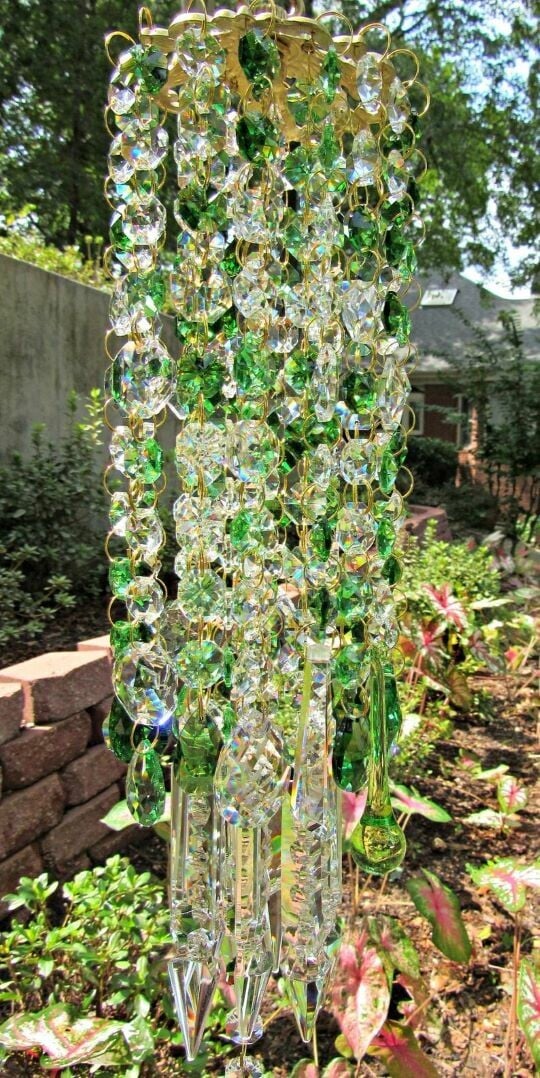 Carillón de viento de cristal HarmonyGleam para decoración tranquila de jardín y ambiente exterior | Lersk