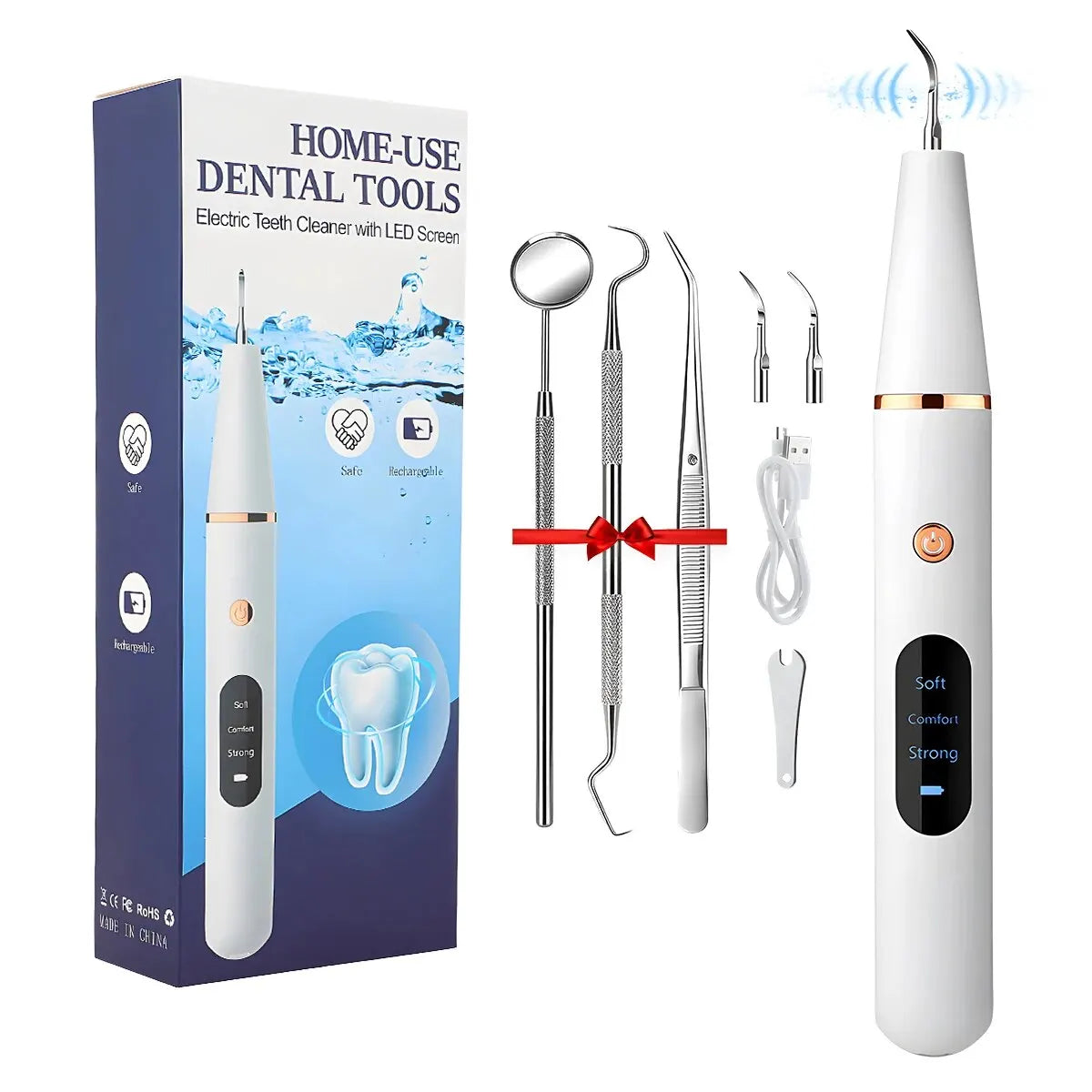 SonicDent 38 kHz Ultrasonic Teeth Cleaner With LED & USB | Lersk