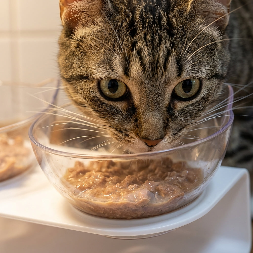 Raised Double Cat Feeding Station With 15 Degree Tilted Bowls BPA Free | Lersk