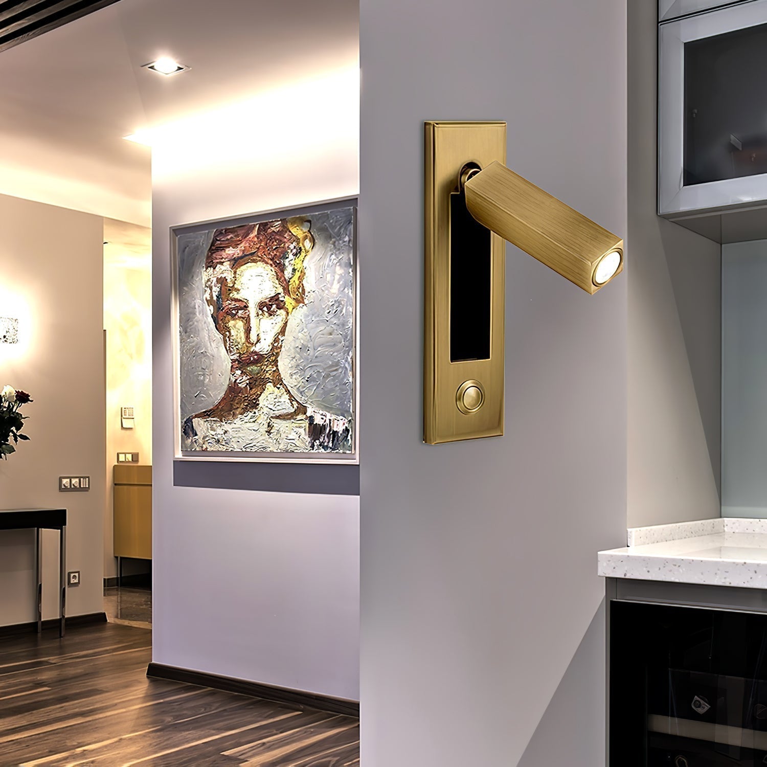 Aplique de pared empotrado VeraLume para cabecera con luz de lectura | Lersk
