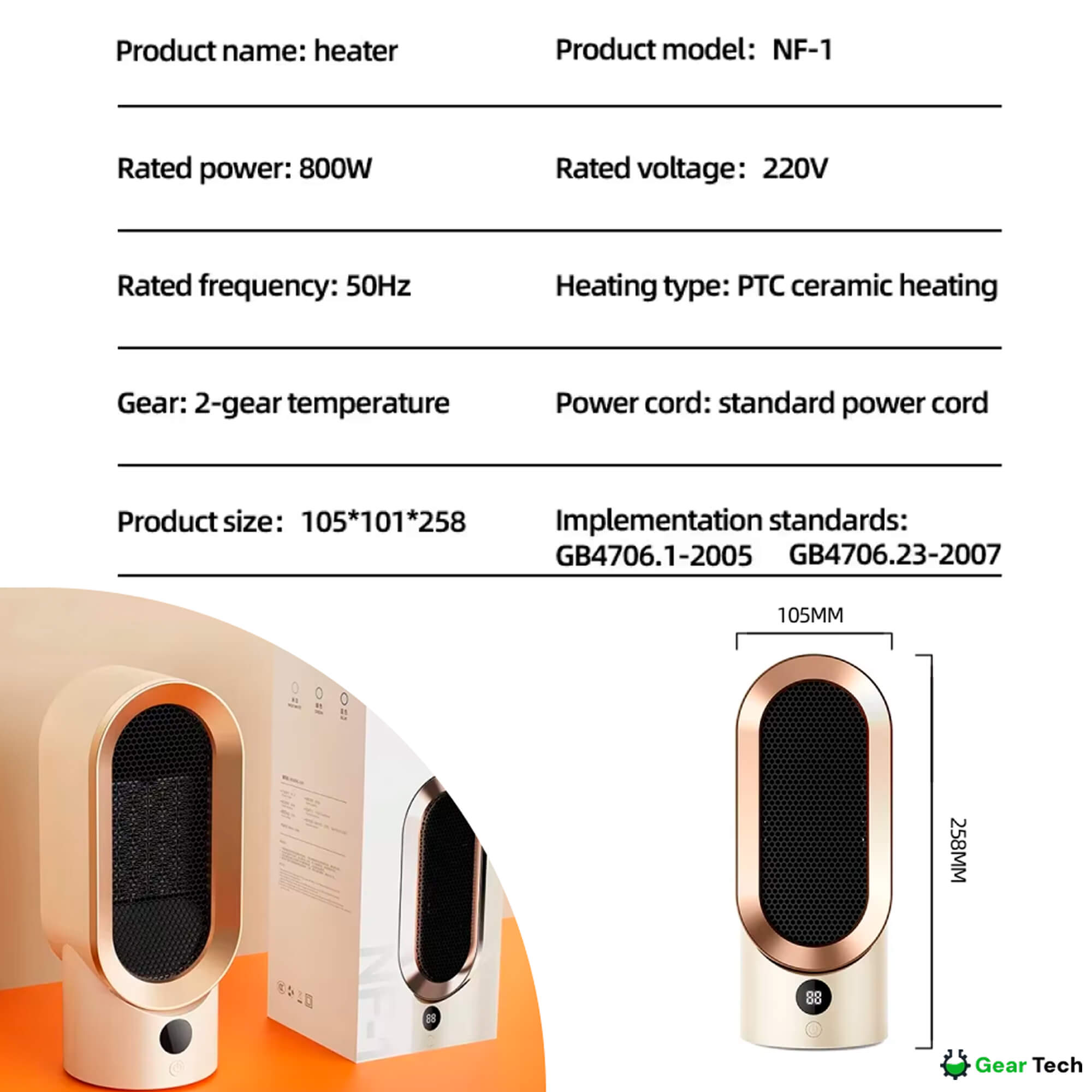 ThermaLite Leiser Kompakter Energiesparender Heizlüfter | Lersk