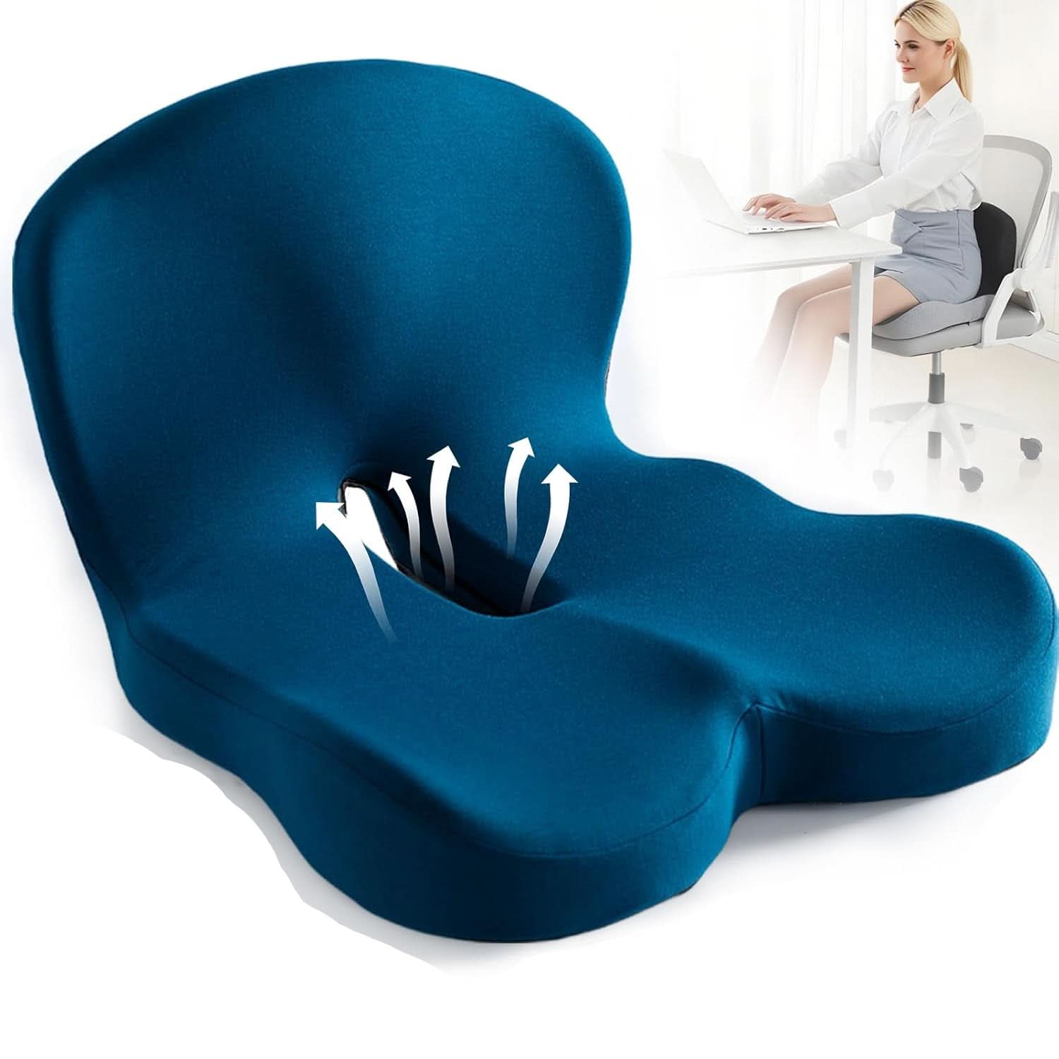 ErgoComfort Sedák Ergonomický Polštář z Paměťové Pěny pro Podporu Zad a Pohodlí | Lersk