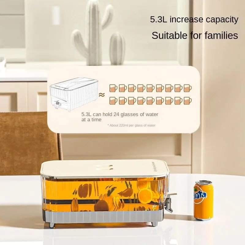 Dispensador de Bebidas de Vidrio con Tapa de Abrazadera, Capacidad de 5.3L, 32 x 17 x 13.5 cm, Material PC ABS de Calidad Alimentaria | Lersk