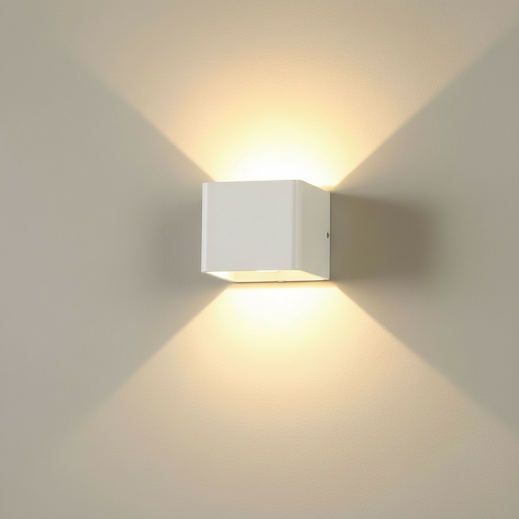 Bezdrátová nabíjecí nástěnná lampa s nastavitelným světlem nahoru a dolů a napájením přes USB pro domácí dekoraci a útulnou atmosféru | Lersk