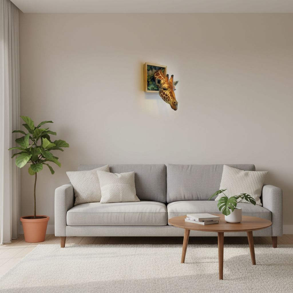Giraffe Head Wall Decoration, 3D Sculpture Lifesize Decoration For Interior Walls | Lersk