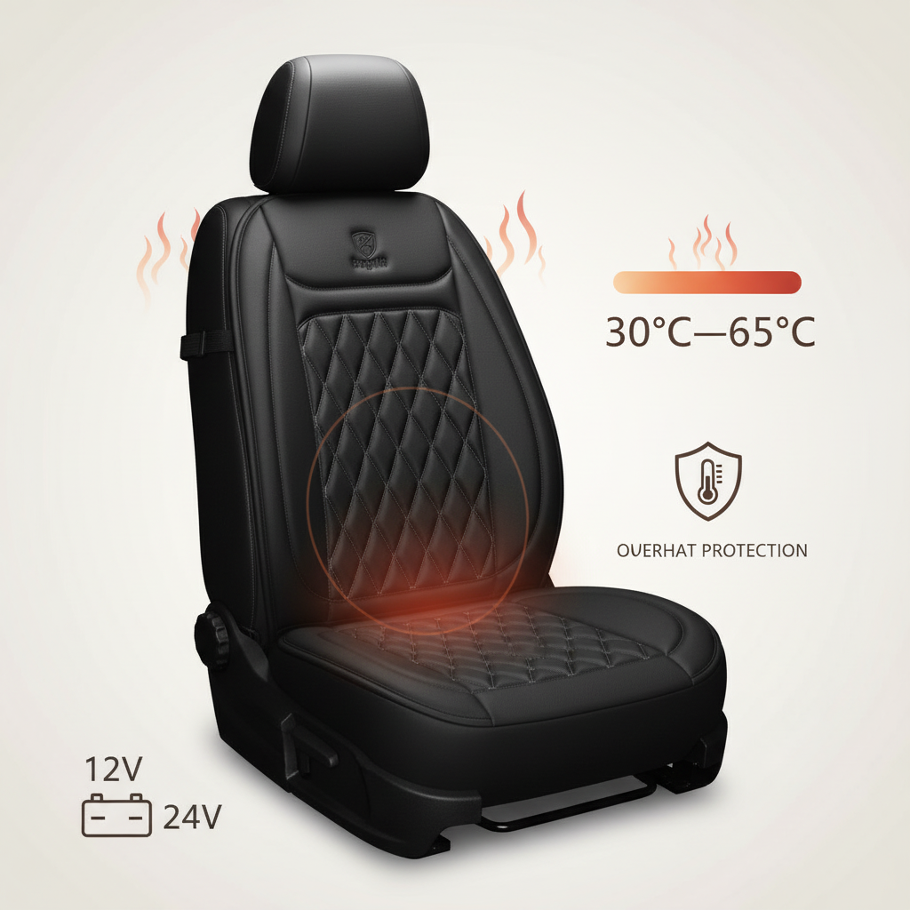 Funda de Asiento Calefactable con Control de Temperatura Ajustable de 30 a 65 Grados Celsius para Coches, Camiones y Uso Doméstico | Lersk