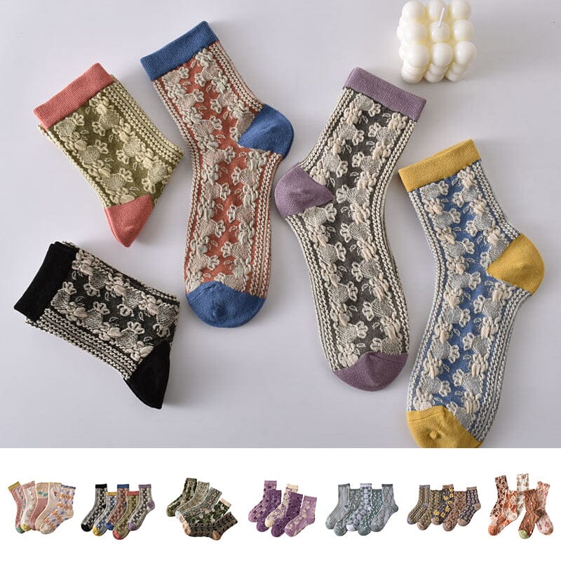 Damen Baumwollsocken mit Blumenmuster, 10 Paar, für den Alltag und Freizeitoutfits | Lersk