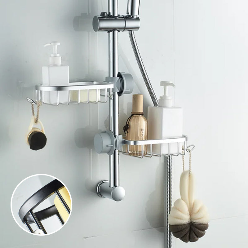Shower Holder For Shampoo And Soap, Stainless Aluminium, Silver Or Black, No Drilling | Lersk