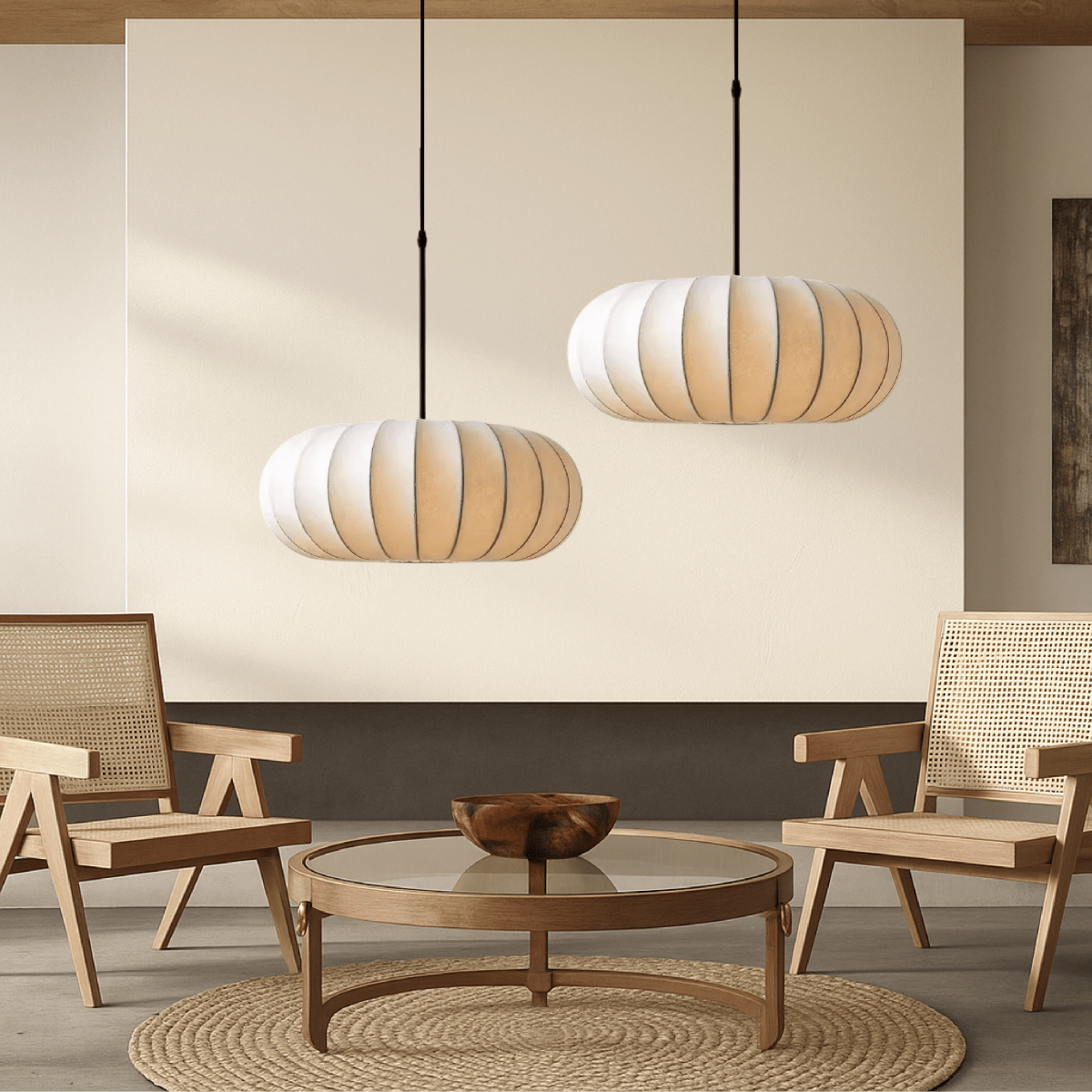 Round Pendant Light Fixture With Fabric Shade, 12-Inch Diameter | Lersk