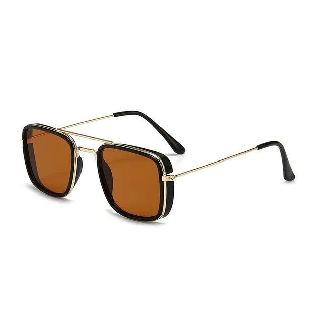 Occhiali da sole AureaQuad con montatura quadrata finitura oro UV400 | Lersk
