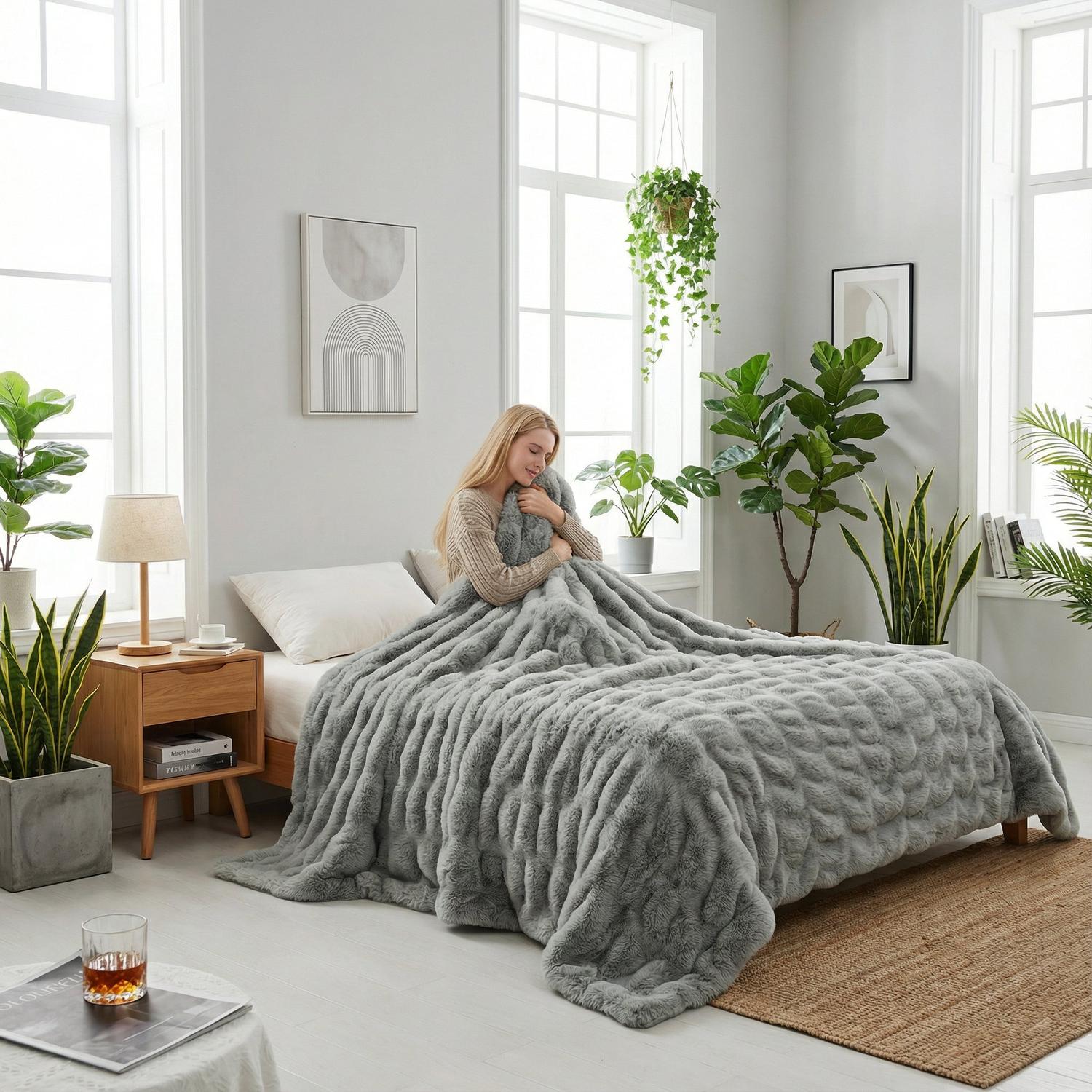 Coperta Accogliente in Pile Finto Lapin per il Comfort Quotidiano | Lersk
