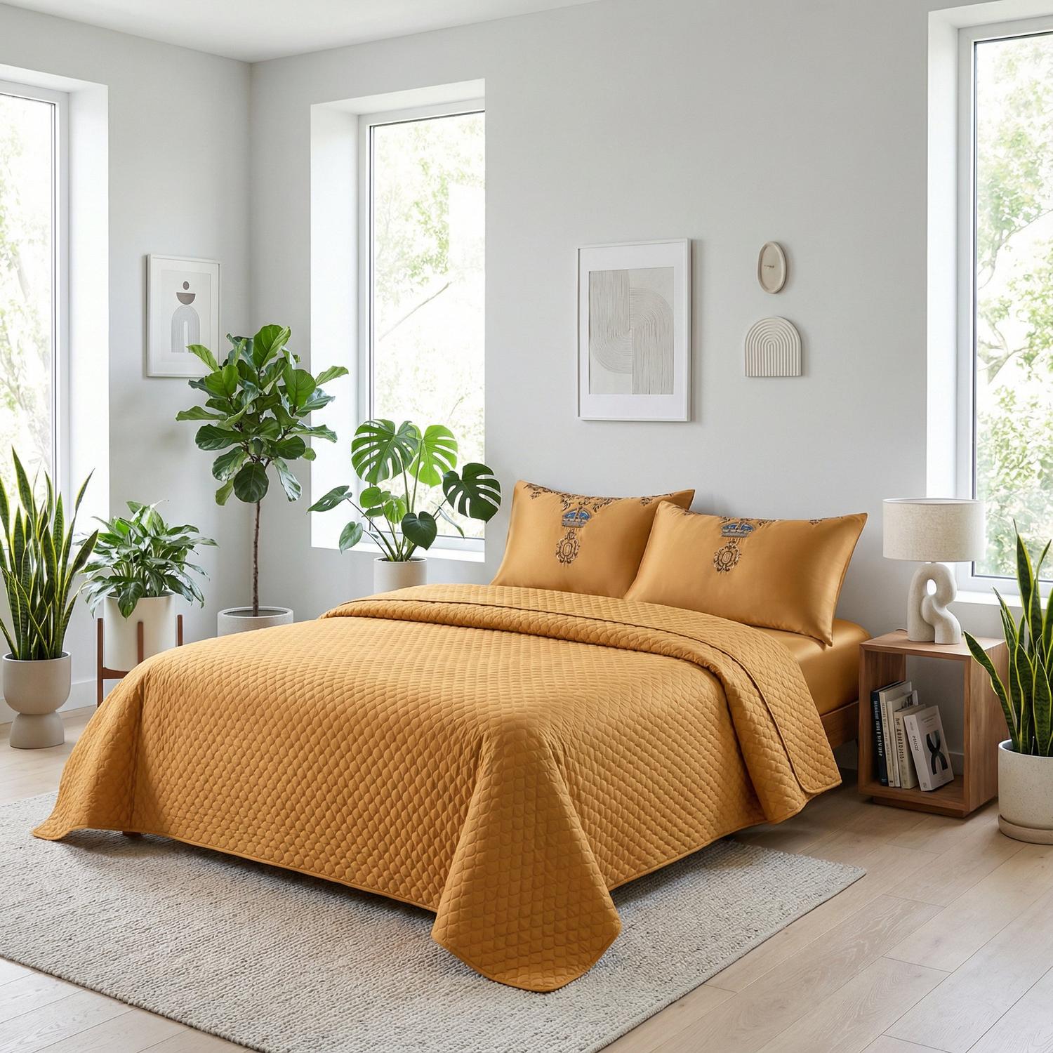 Egyptian Cat Embroidered Satin Cotton Bedding Set Collection | Lersk