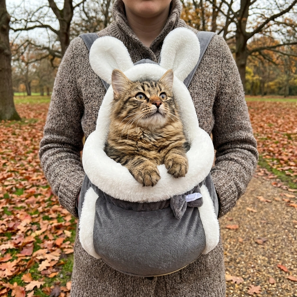 Fleecegefütterte Samt-Katzen-Tragetasche für Vorder- und Rückentragen | Lersk