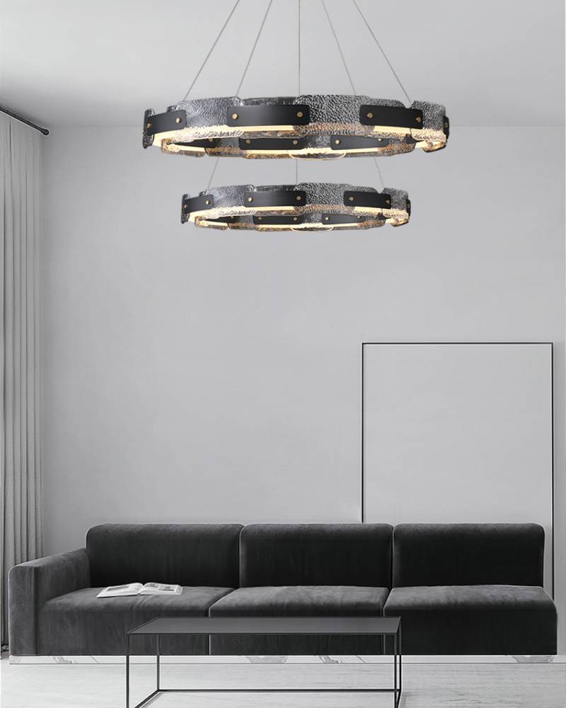 Moderní závěsný lustr z kouřového skla s luxusním LED stropním světlem | Lersk