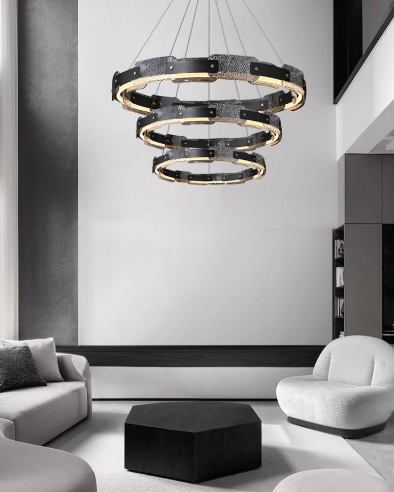 Moderní závěsný lustr z kouřového skla s luxusním LED stropním světlem | Lersk