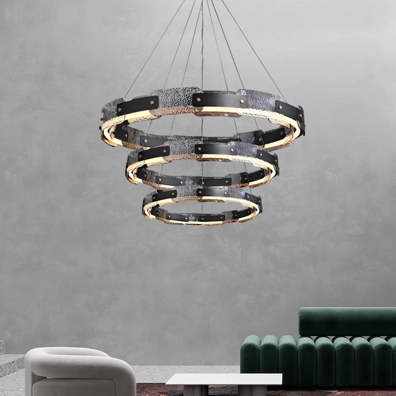 Moderní závěsný lustr z kouřového skla s luxusním LED stropním světlem | Lersk