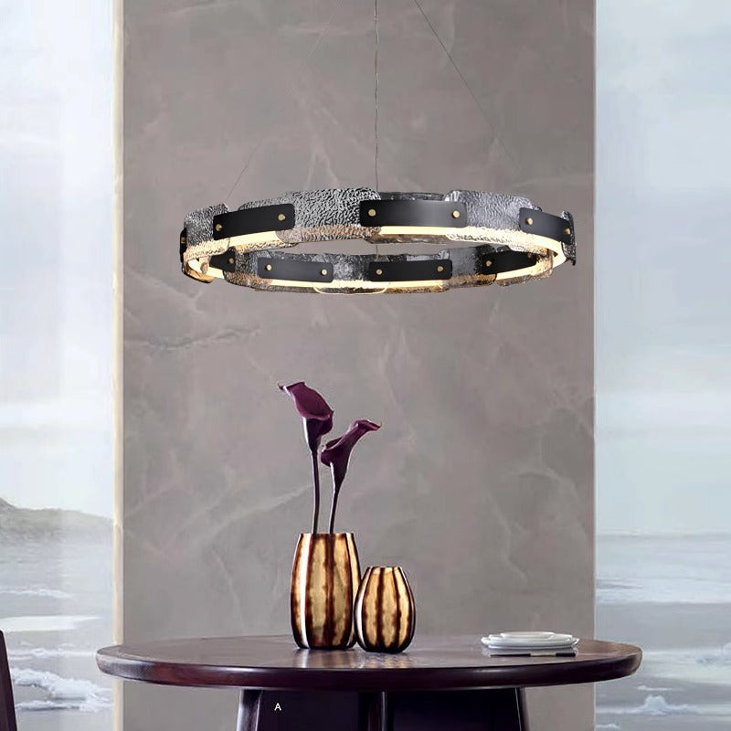 Moderní závěsný lustr z kouřového skla s luxusním LED stropním světlem | Lersk